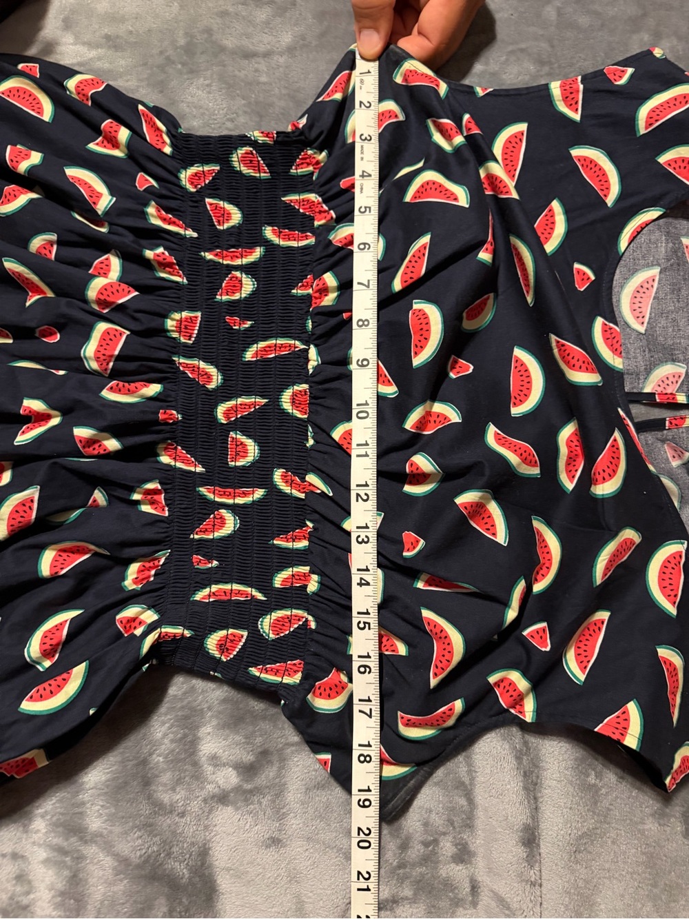 kate spade Navy Watermelon Print Cap-Sleeve Dress - Picture 4 of 5